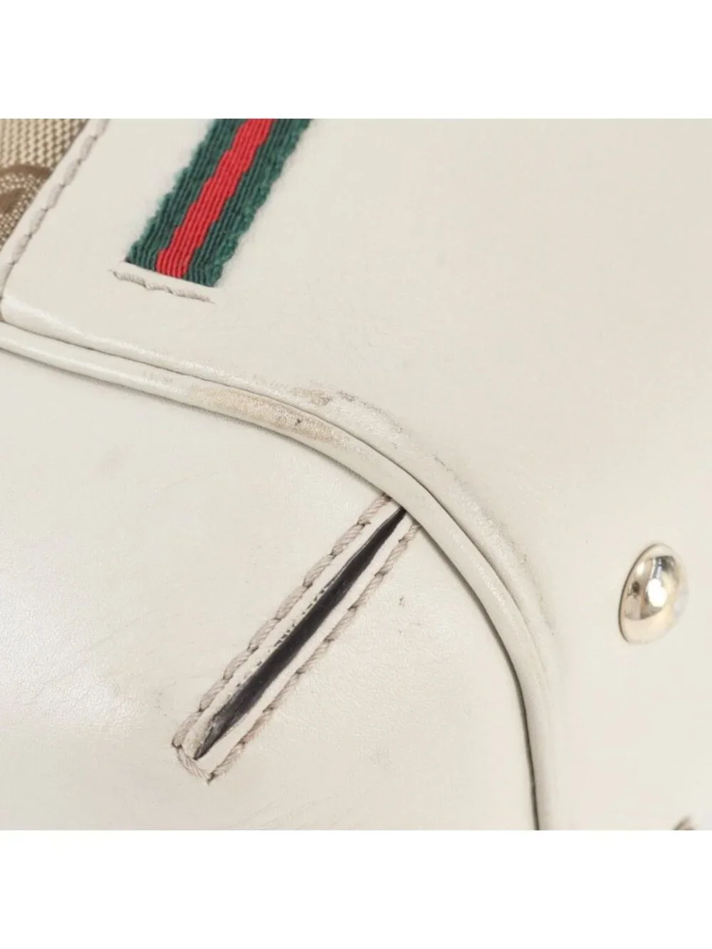 Gucci GG Canvas Mayfair Ribbon Leather Tote Shoulder Hand